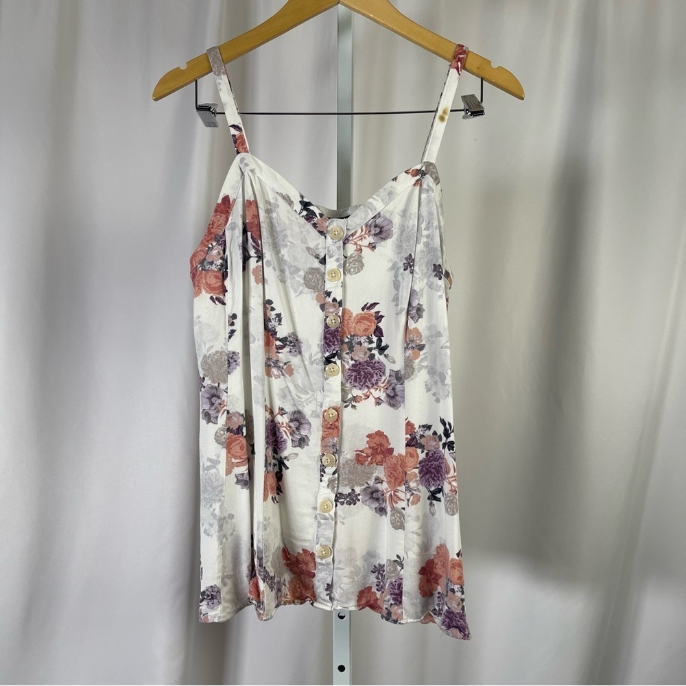 Torrid Floral Size 1 Button-Front Tank Top Cottatgecore Boho Flowy Spring Summer